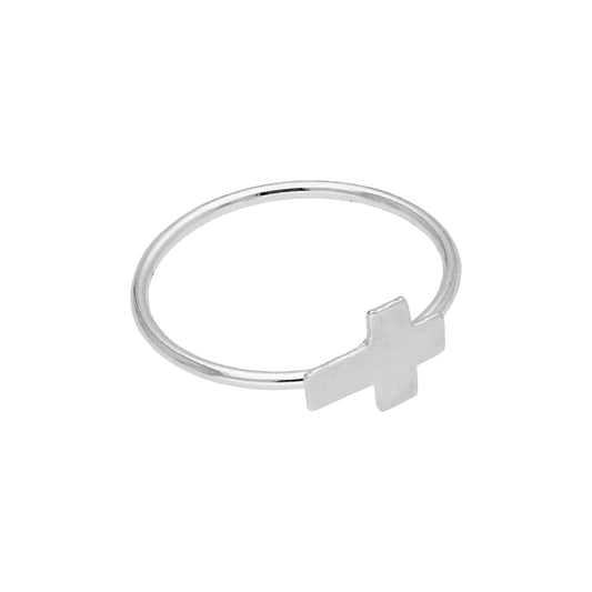 14ct White Gold Cross Open Hoop 24Ga Nose Ring