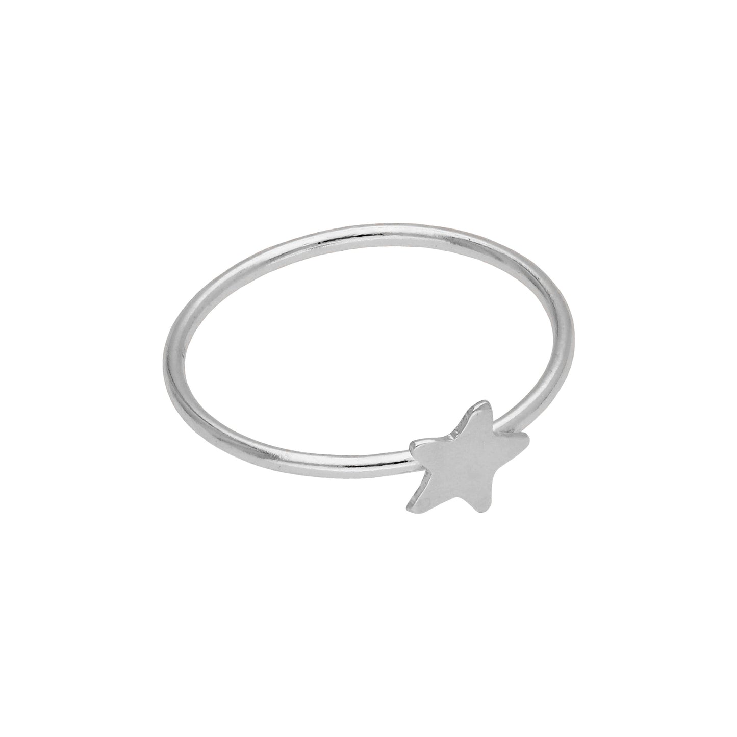 14ct White Gold Star Open Hoop 9mm 24Ga Nose Ring