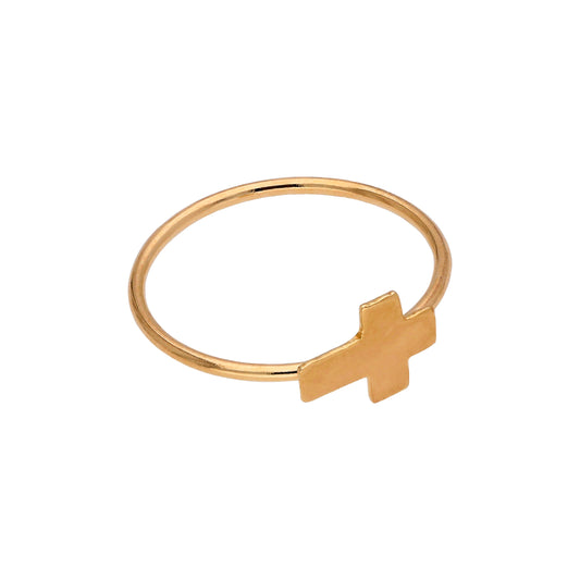 14ct Gold Cross Open Hoop 9mm 24Ga Nose Ring