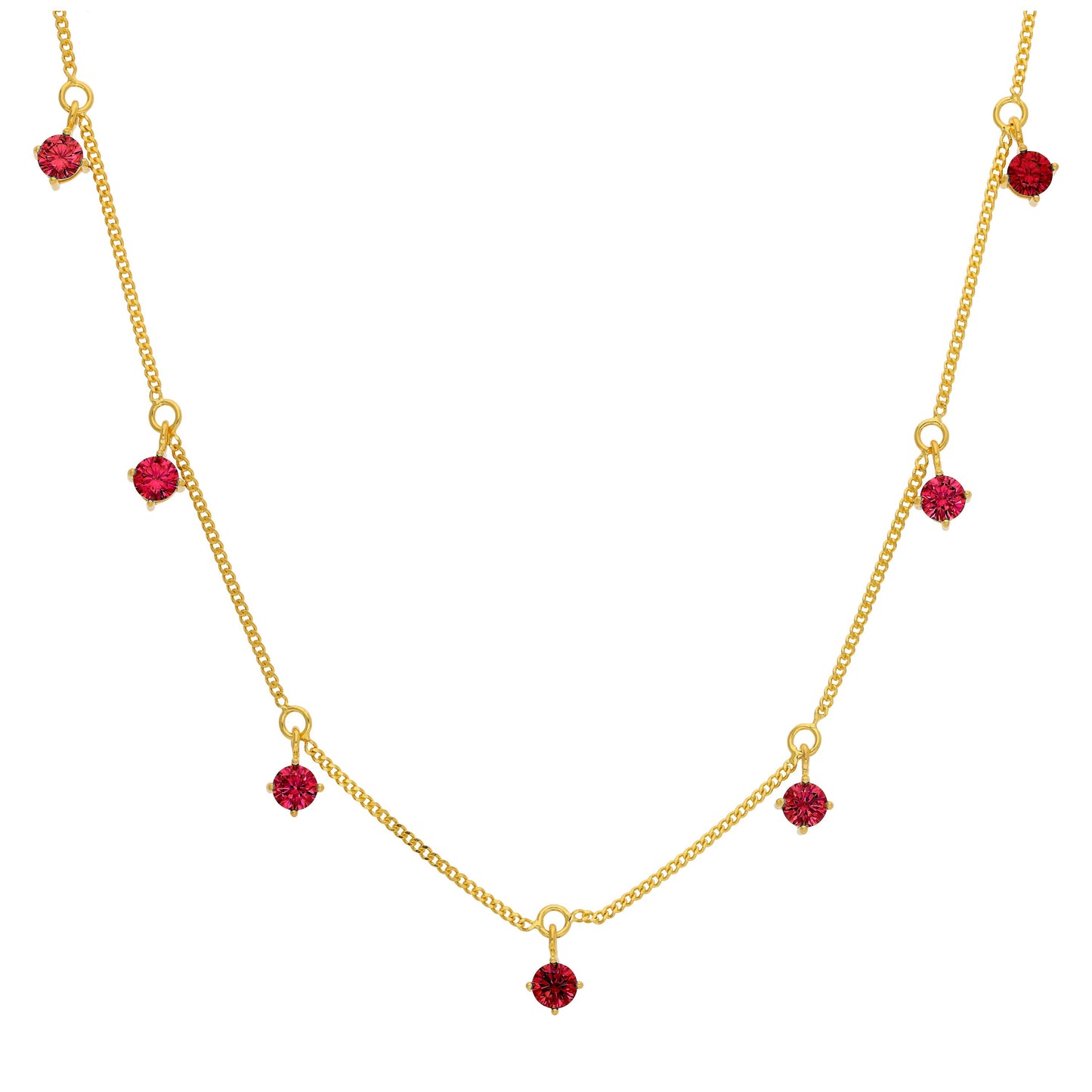 Gold Plated Sterling Silver Multi Garnet CZ January Necklace