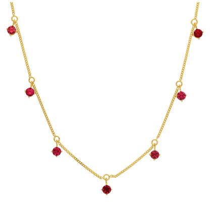 Gold Plated Sterling Silver Multi Garnet CZ January Necklace