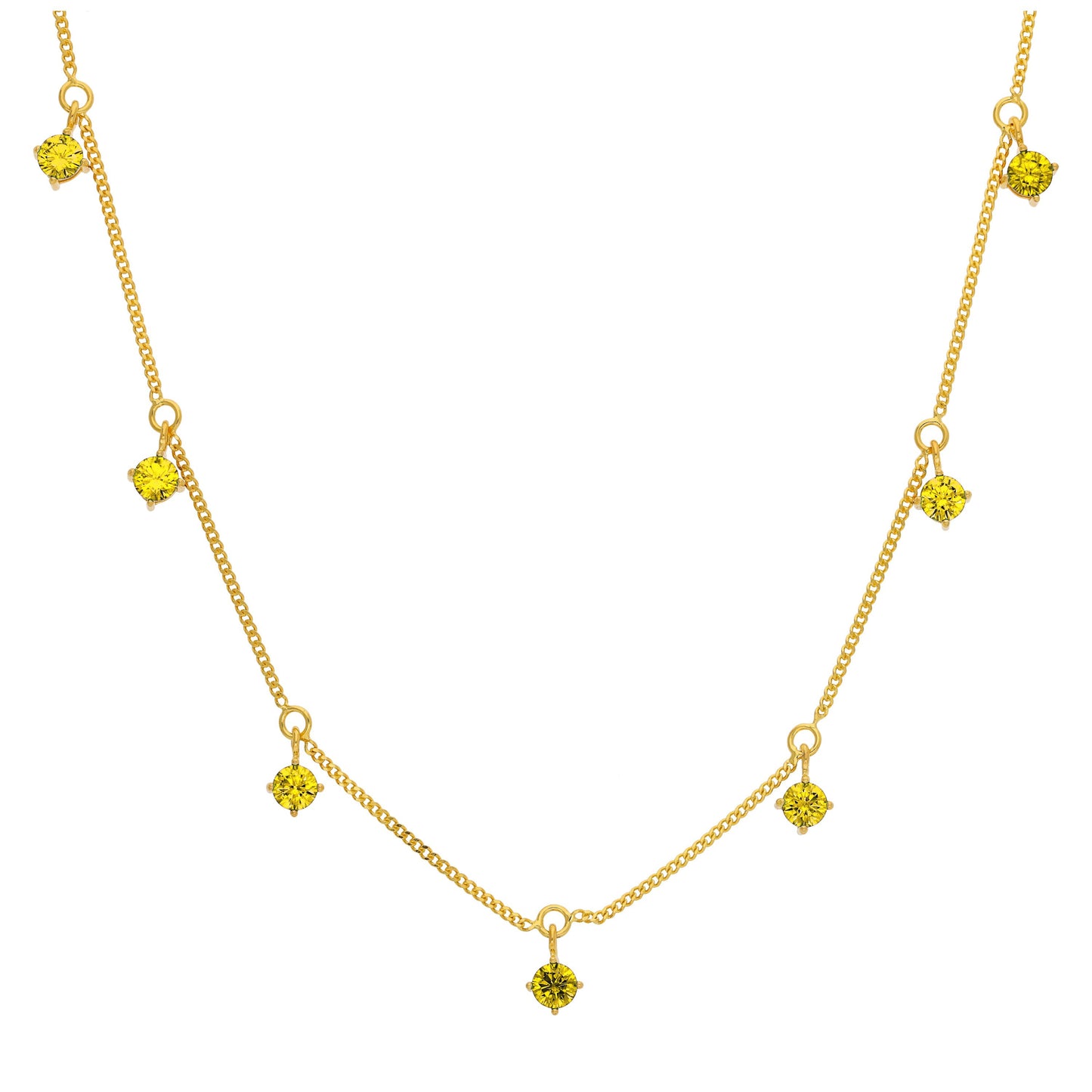 Gold Plated Sterling Silver Multi Citrine CZ November Necklace