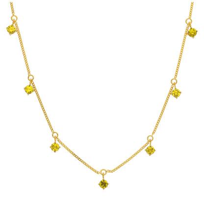 Gold Plated Sterling Silver Multi Citrine CZ November Necklace