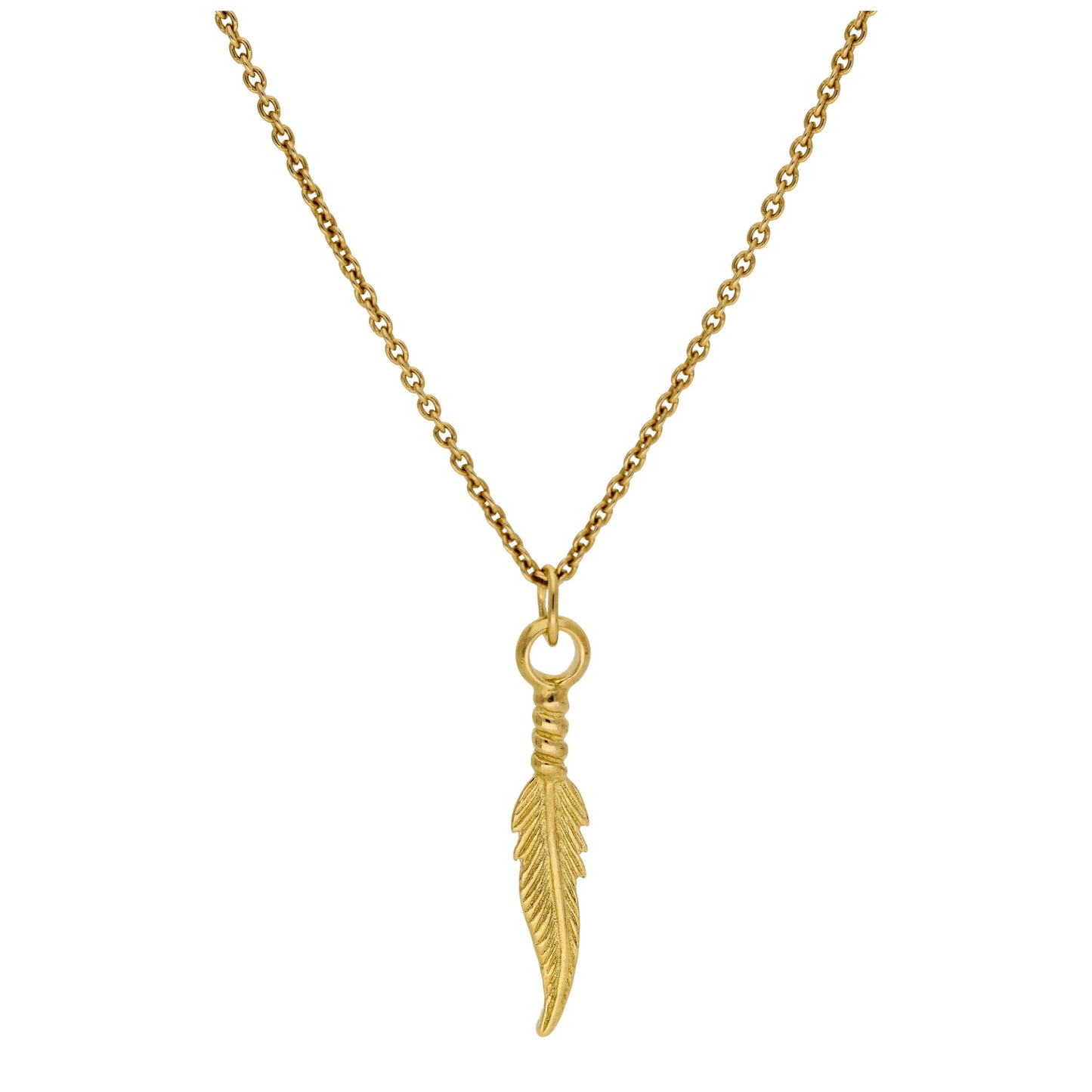 Gold Plated Sterling Silver Feather Necklace 16 - 22 Inches