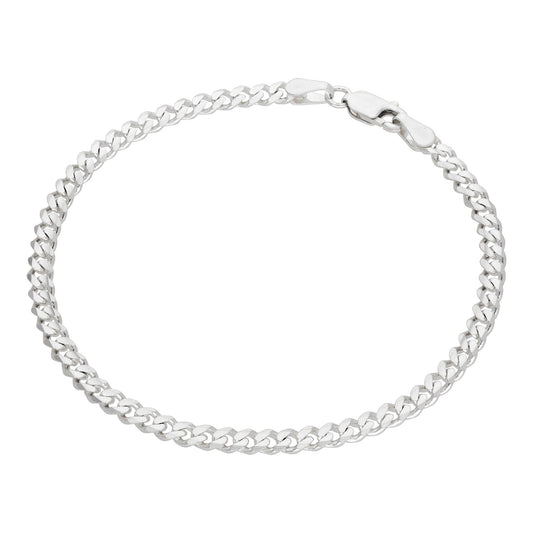 Sterling Silver 3mm Curb Link Chain Bracelet - 7 Inches