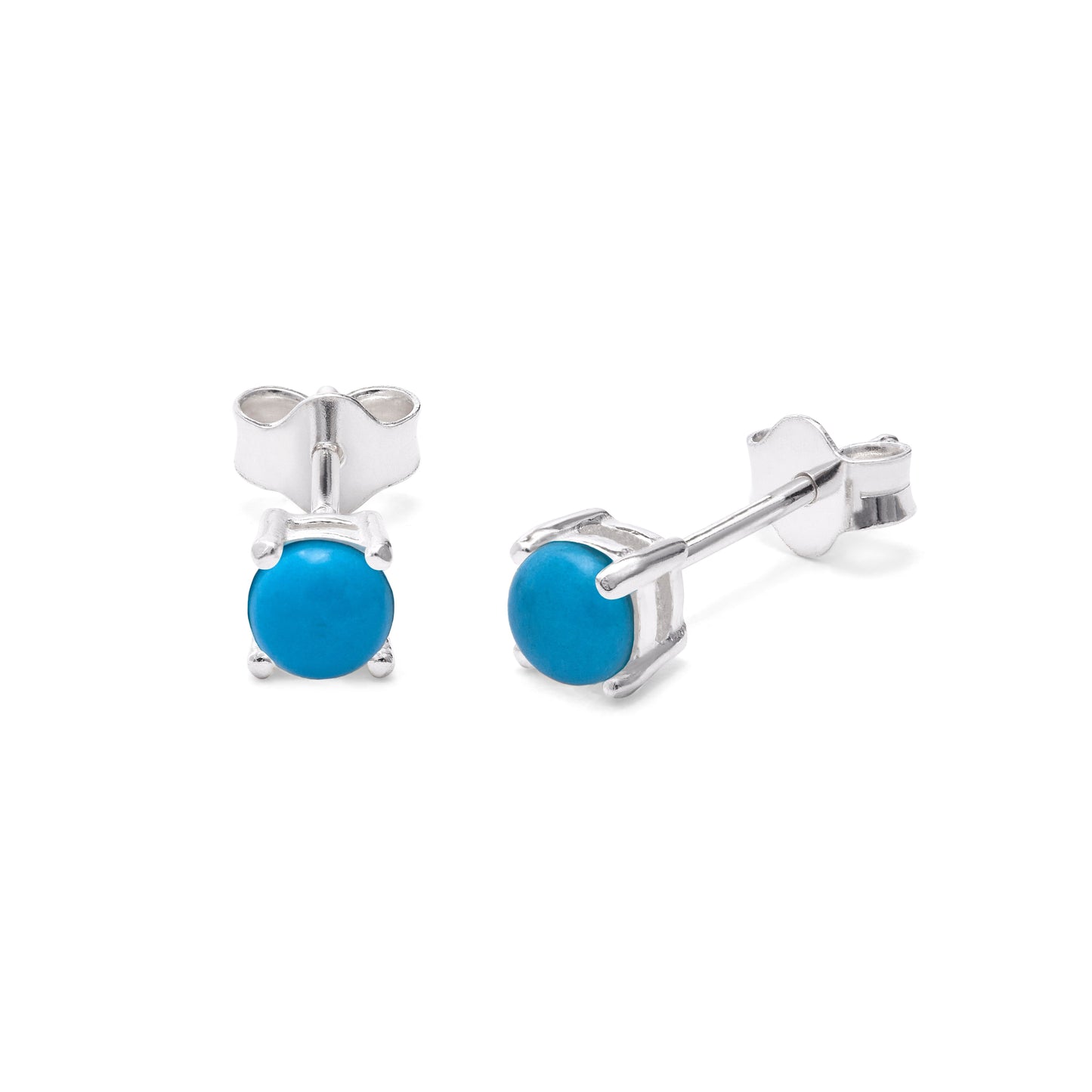 Sterling Silver Turquoise Birthstone Claw 4mm Stud Earrings