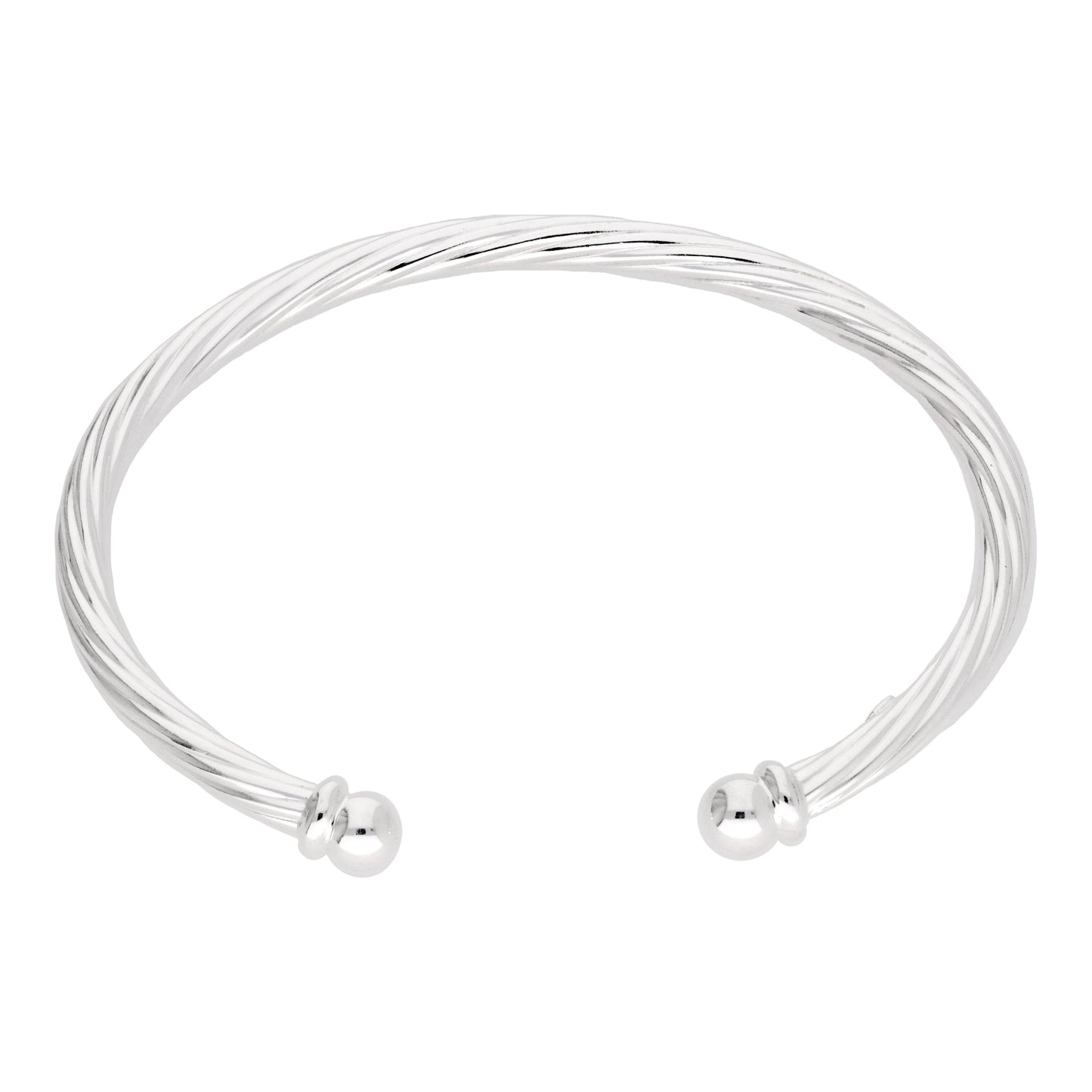 Sterling Silver Twisted Cuff Ladies Torque Bangle