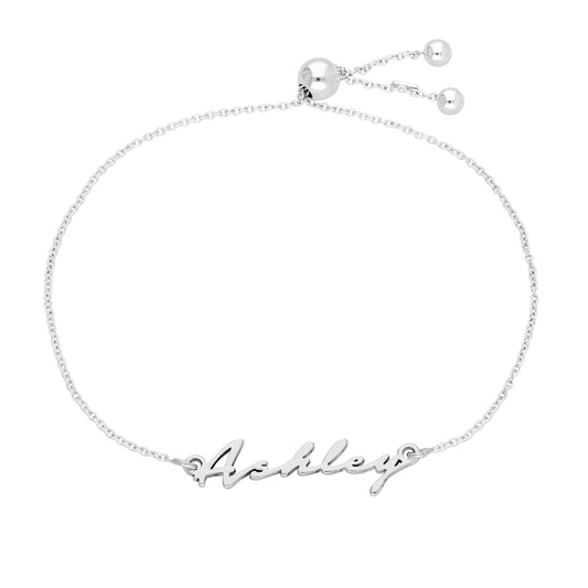 Bespoke Sterling Silver Signature Name Adjustable Bracelet 8 Inches