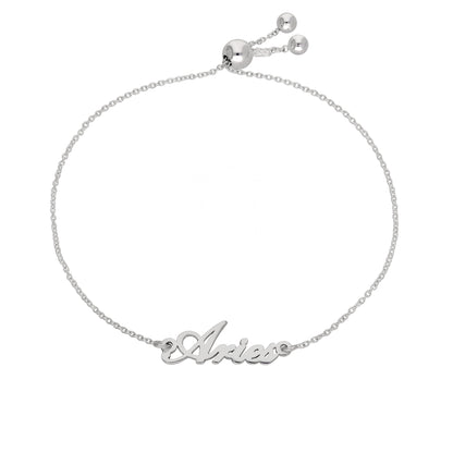 Sterling Silver Aries Name Adjustable Bracelet