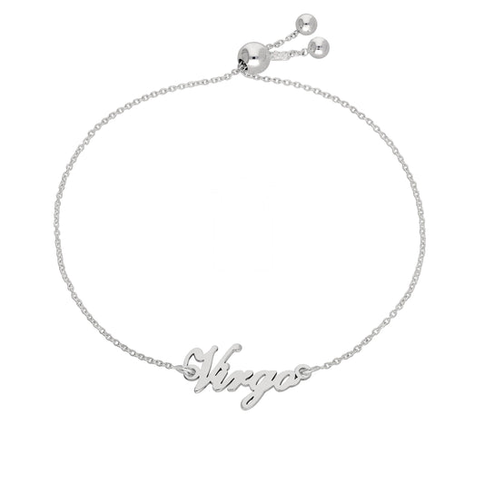 Sterling Silver Virgo Name Adjustable Bracelet