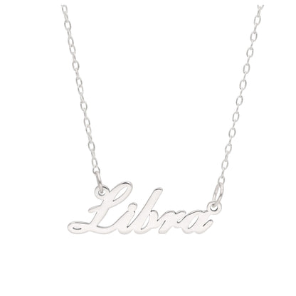 Sterling Silver Libra Star Sign 17 Inch Necklace