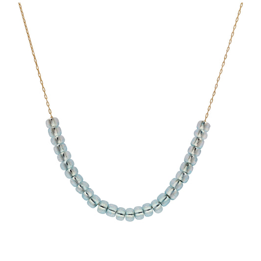 9ct Gold March Birthstone Aquamarine CZ Necklace