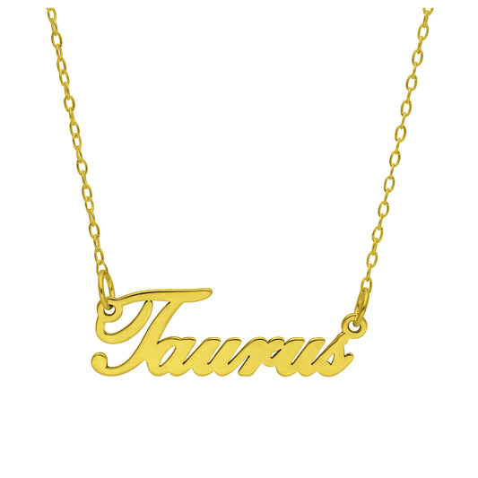 Bespoke Gold Plated Sterling Silver Taurus Star Sign 17 Inches Necklace