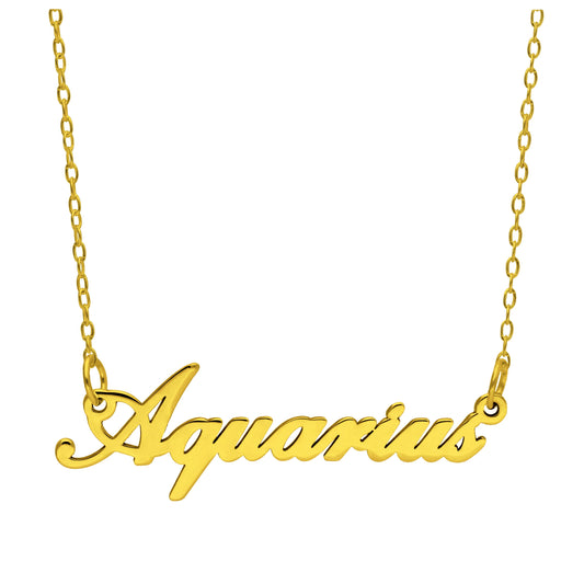 Bespoke Gold Plated Sterling Silver Aquarius Star Sign 17 Inches Necklace