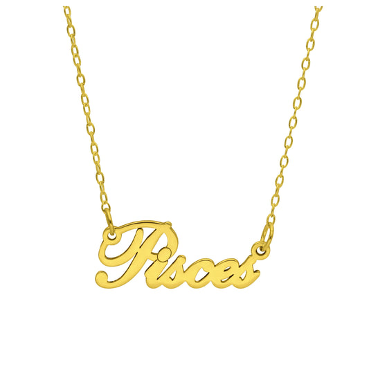 Bespoke Gold Plated Sterling Silver Pisces Star Sign 17 Inch Necklace