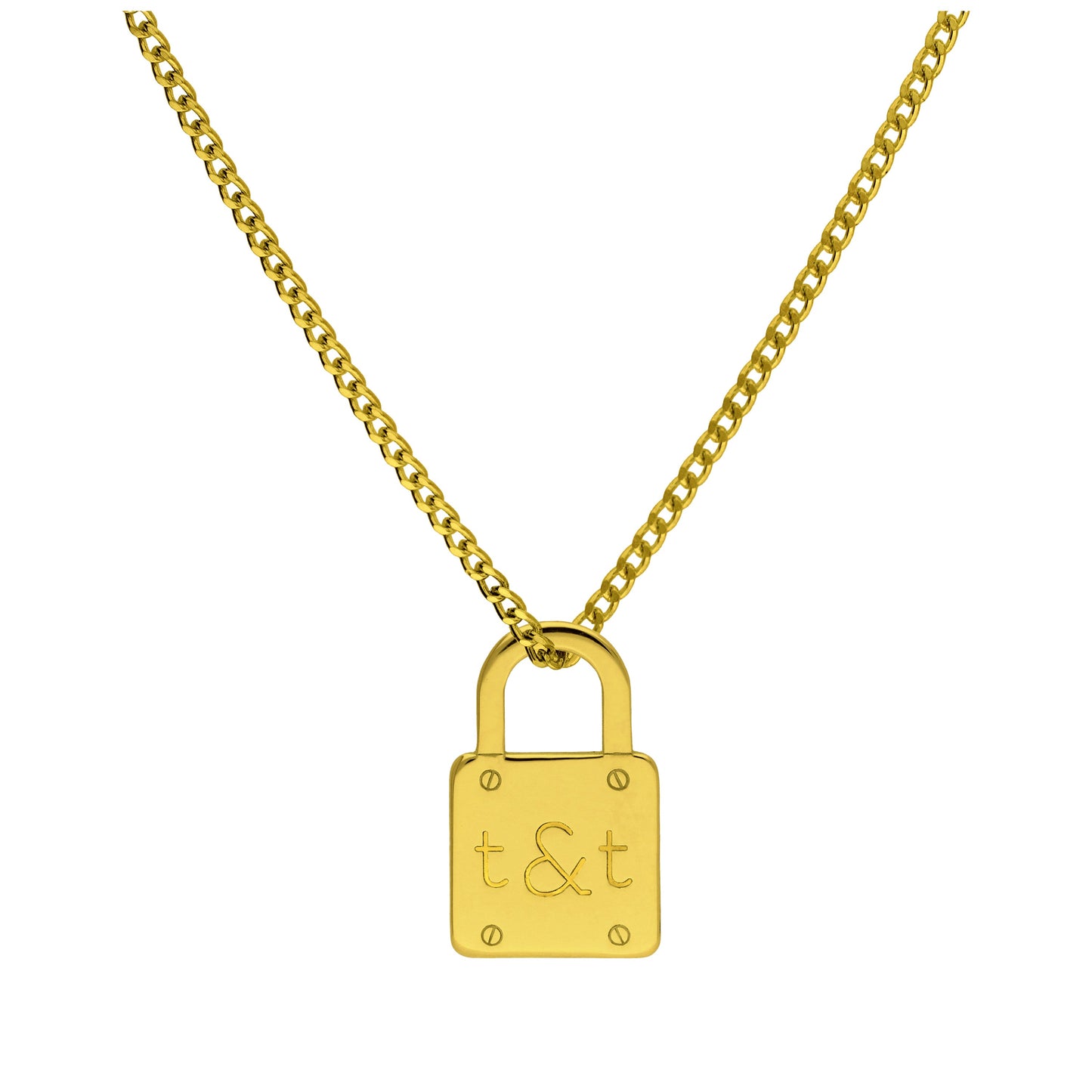 Bespoke Gold Plated Sterling Silver Initials Padlock Necklace 16-24 Inches