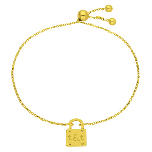 Bespoke Gold Plated Sterling Silver Initials & Padlock Bracelet