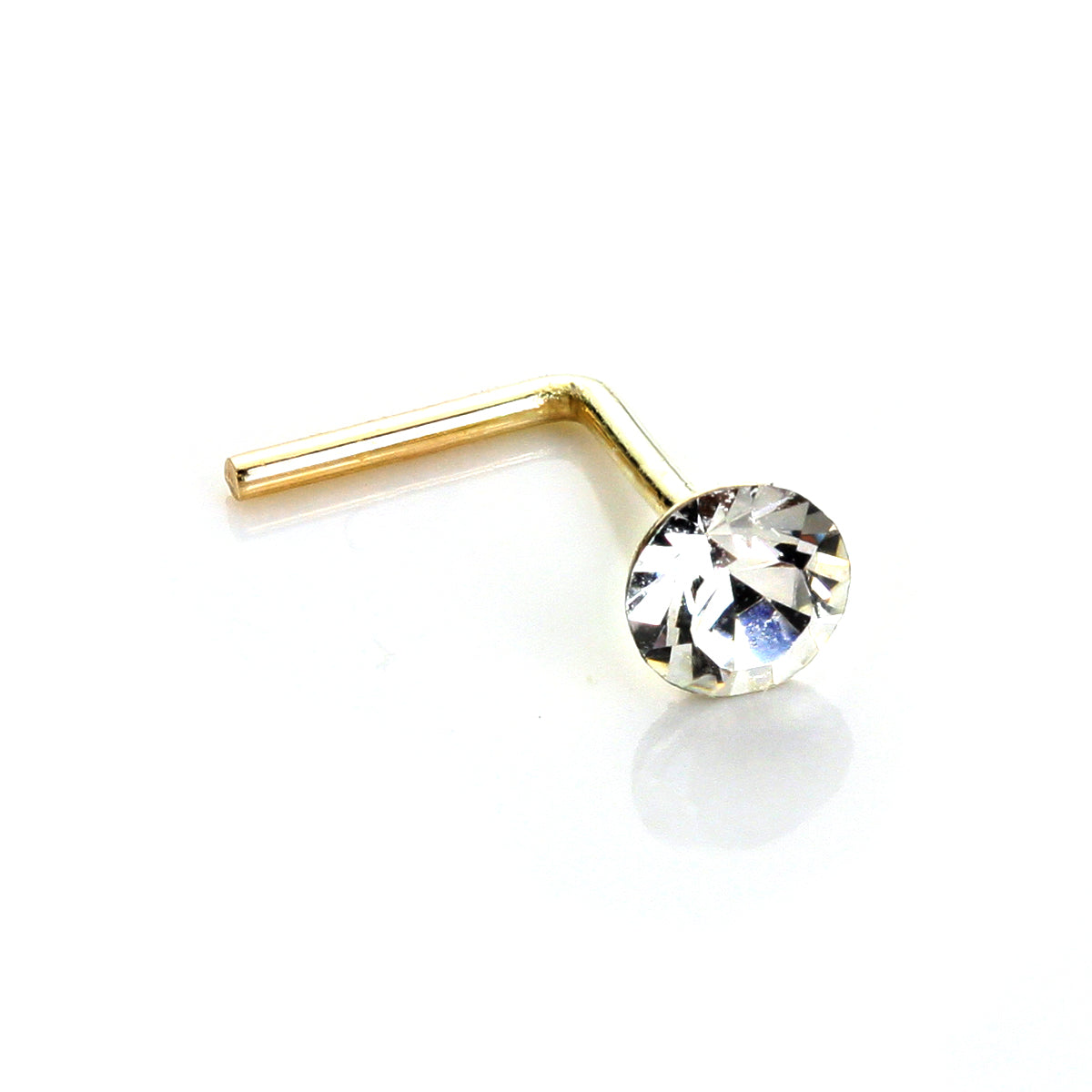 9ct Yellow Gold Crystal 2.8mm Round Nose Stud