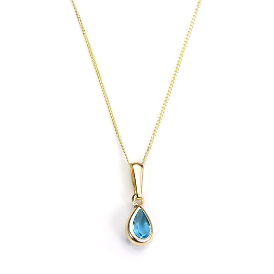 9ct Gold Sky Blue Topaz Gemstone November Birthstone Pendant