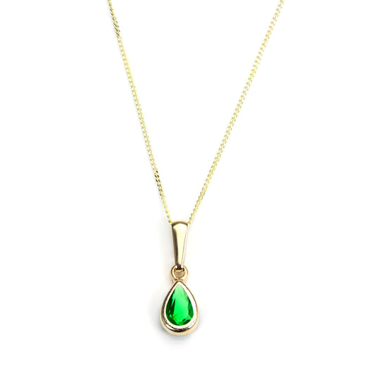 9 karat gull Emerald Crystal May Birthstone anheng