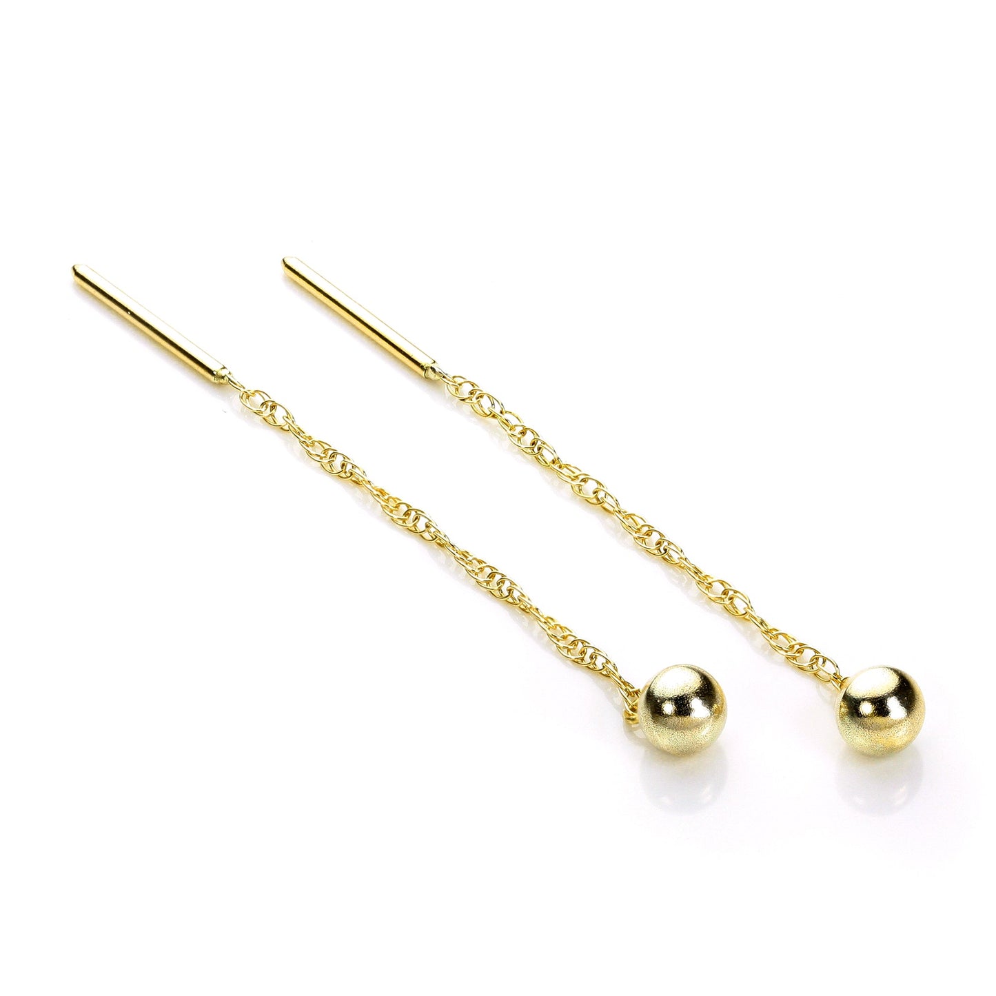 9ct Yellow Gold 4mm Ball Pull Through Earrings