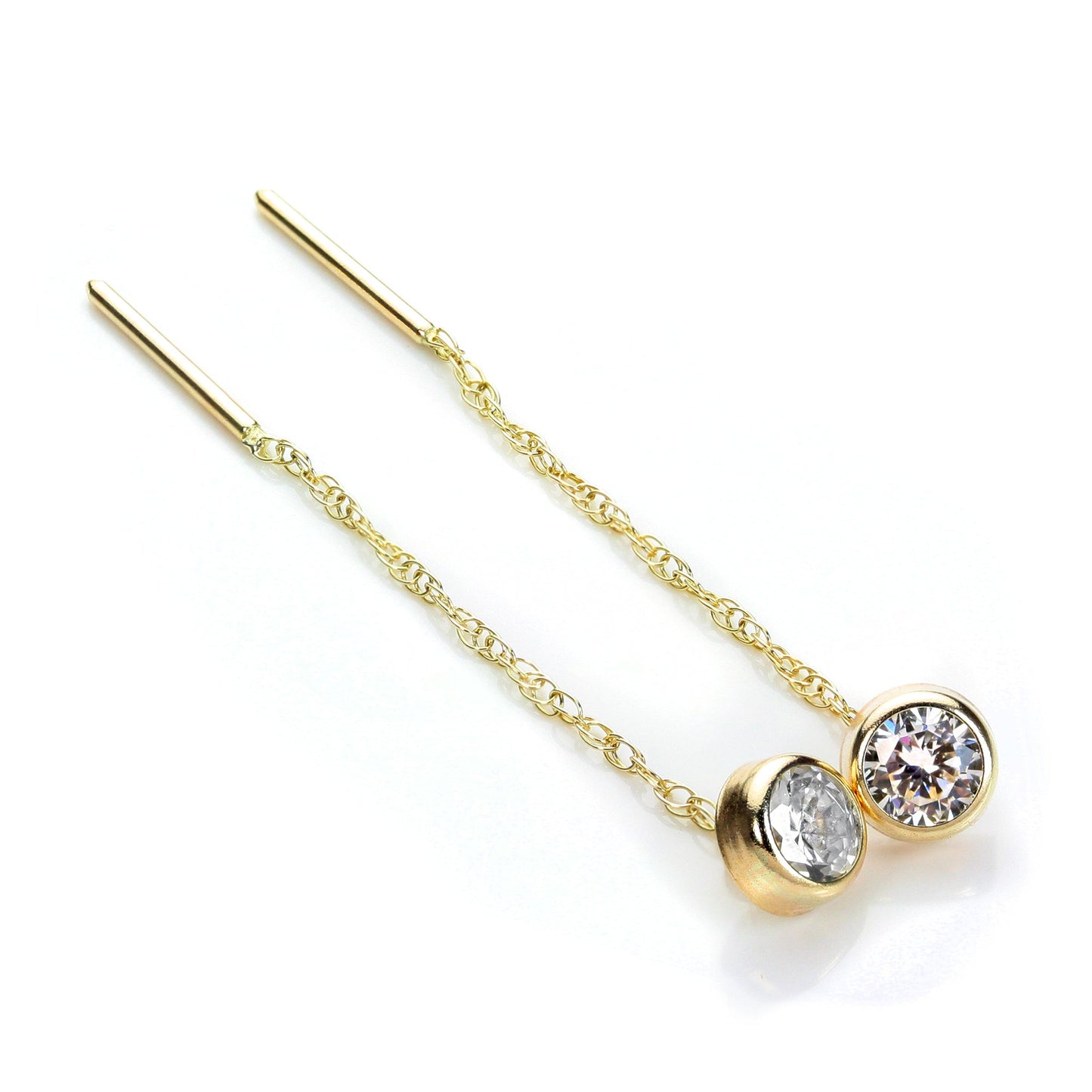 9ct Yellow Gold Clear CZ 5mm Round Pull Through Earrings