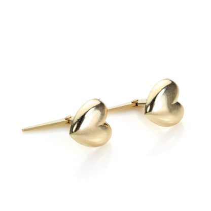 Andralok 9ct Yellow Gold Plain & Domed Heart Stud Earrings