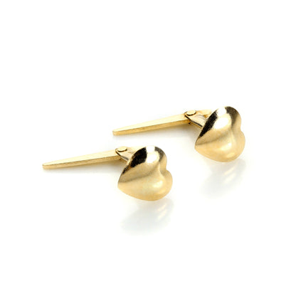 Andralok 9ct Yellow Gold Plain & Domed Heart Stud Earrings