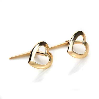 Andralok 9ct Yellow Gold Plain & Domed Heart Stud Earrings