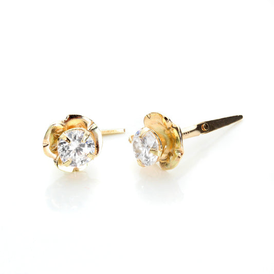 Andralok 9ct Yellow Gold Crystal 3.5mm Flower Stud Earrings