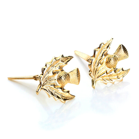 Andralok 9ct Yellow Gold Thistle Stud Earrings