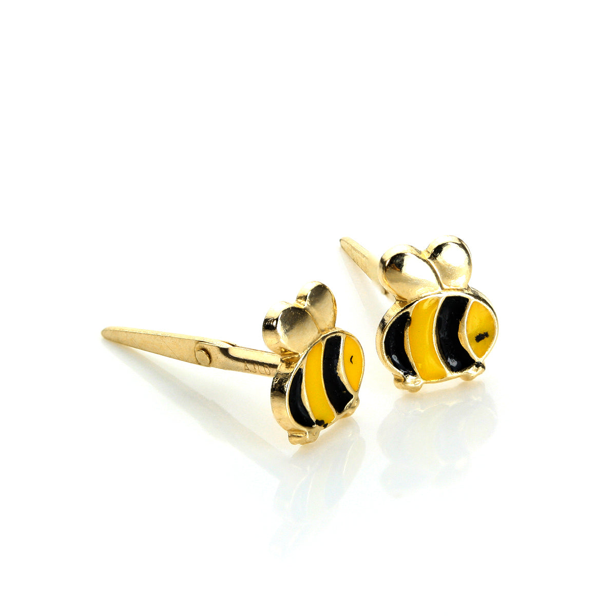 Andralok 9ct Yellow Gold Enamelled Cute Bumblebee Stud Earrings