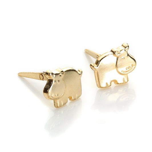 Andralok 9ct Yellow Gold Hippo Stud Earrings