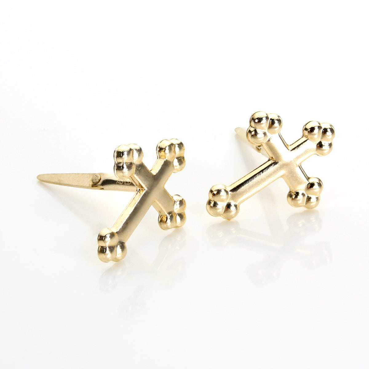 Andralok 9ct Yellow Gold Cross Stud Earrings