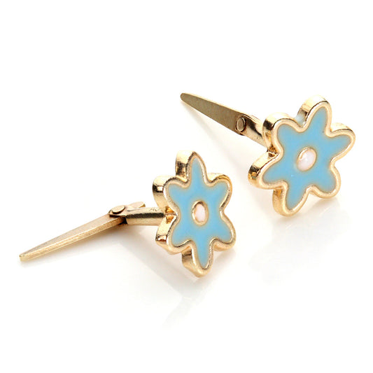 Andralok 9ct Yellow Gold Enamelled Flower Stud Earrings