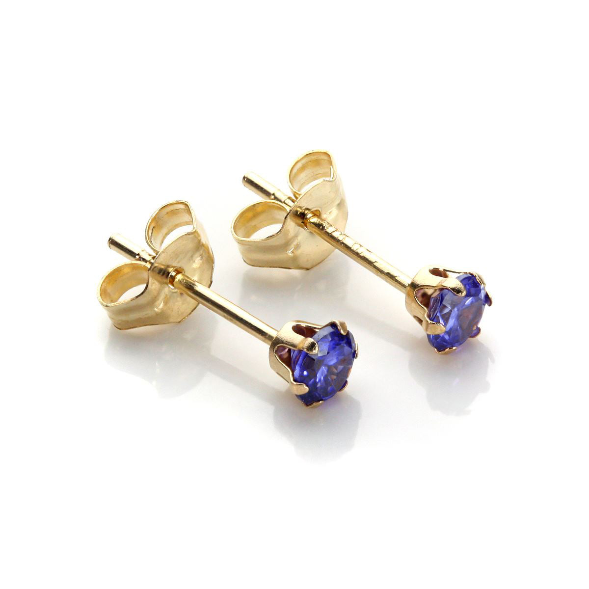 9ct Yellow Gold Crystal 3mm Round Stud Earrings