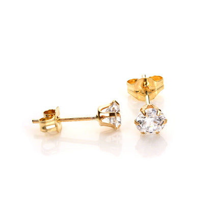 9ct Yellow Gold Clear Crystal 4mm - 8mm Round Stud Earrings