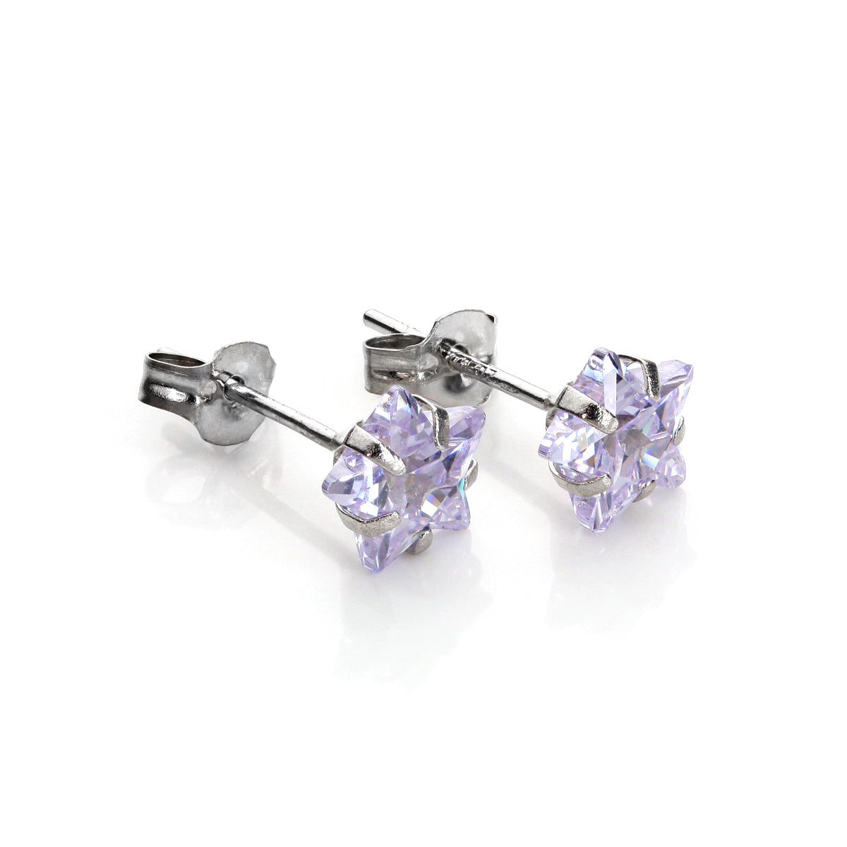 9ct White Gold 6mm Star Stud Earrings