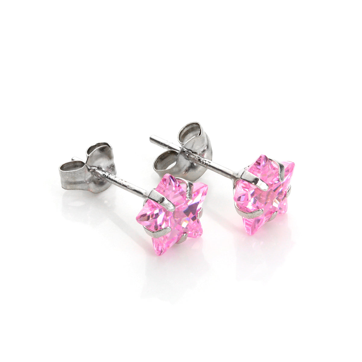 9ct White Gold 6mm Star Stud Earrings