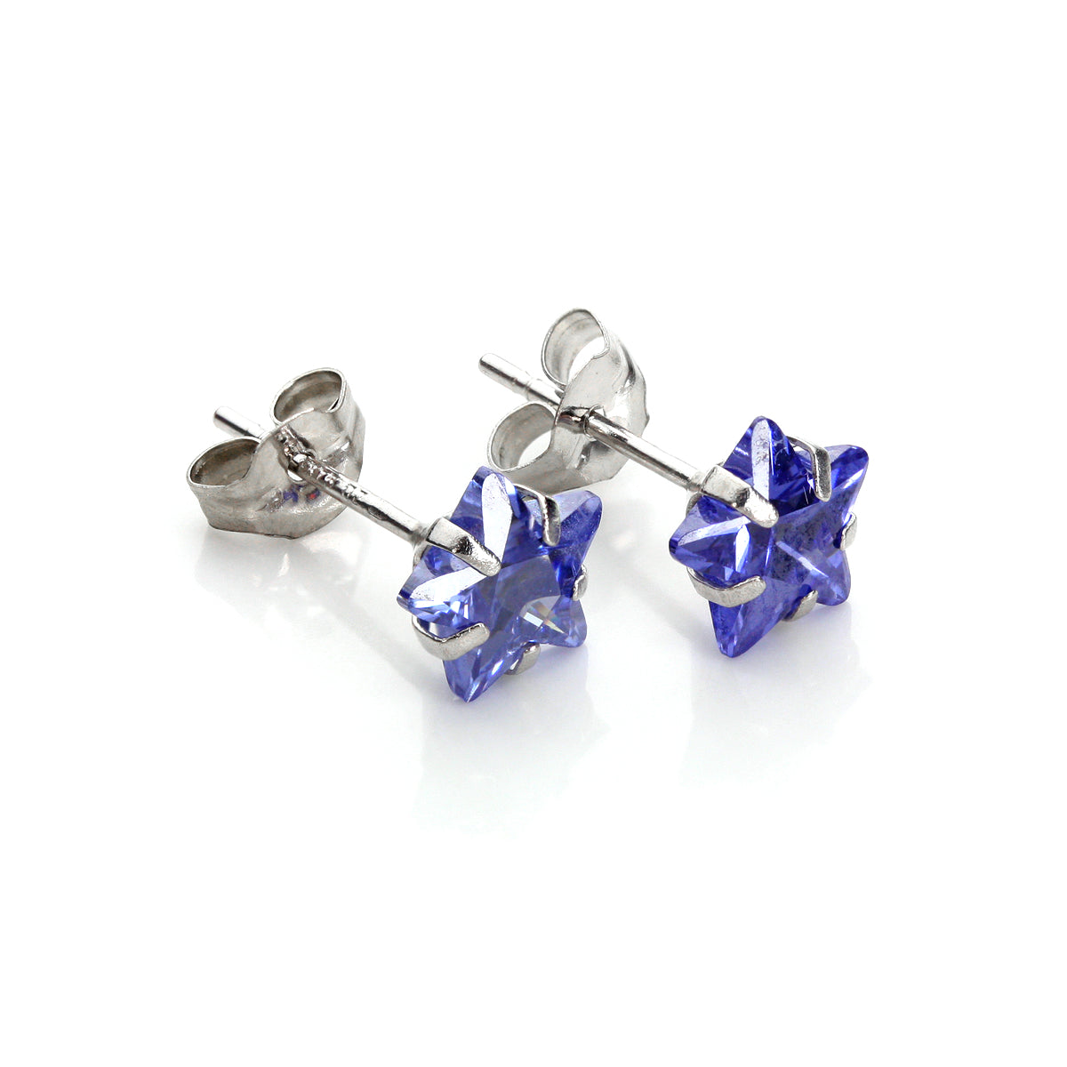 9ct White Gold 6mm Star Stud Earrings