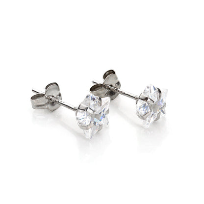 9ct White Gold 6mm Star Stud Earrings