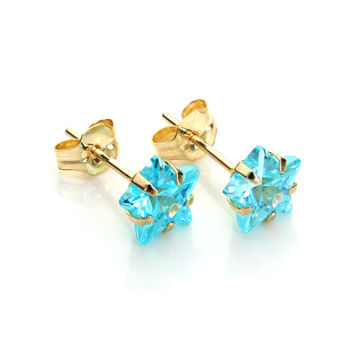 9ct Yellow Gold Crystal 6mm Star Stud Earrings