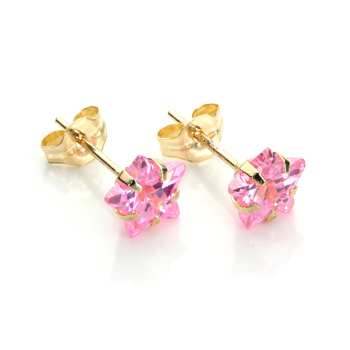 9ct Yellow Gold Crystal 6mm Star Stud Earrings