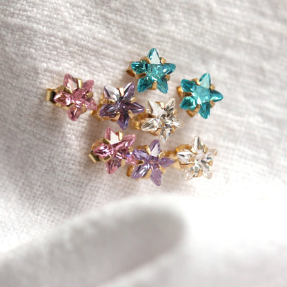 9ct Yellow Gold Crystal 6mm Star Stud Earrings