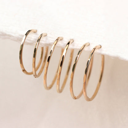 9ct Yellow Gold Faceted Hinged Hoop Earrings