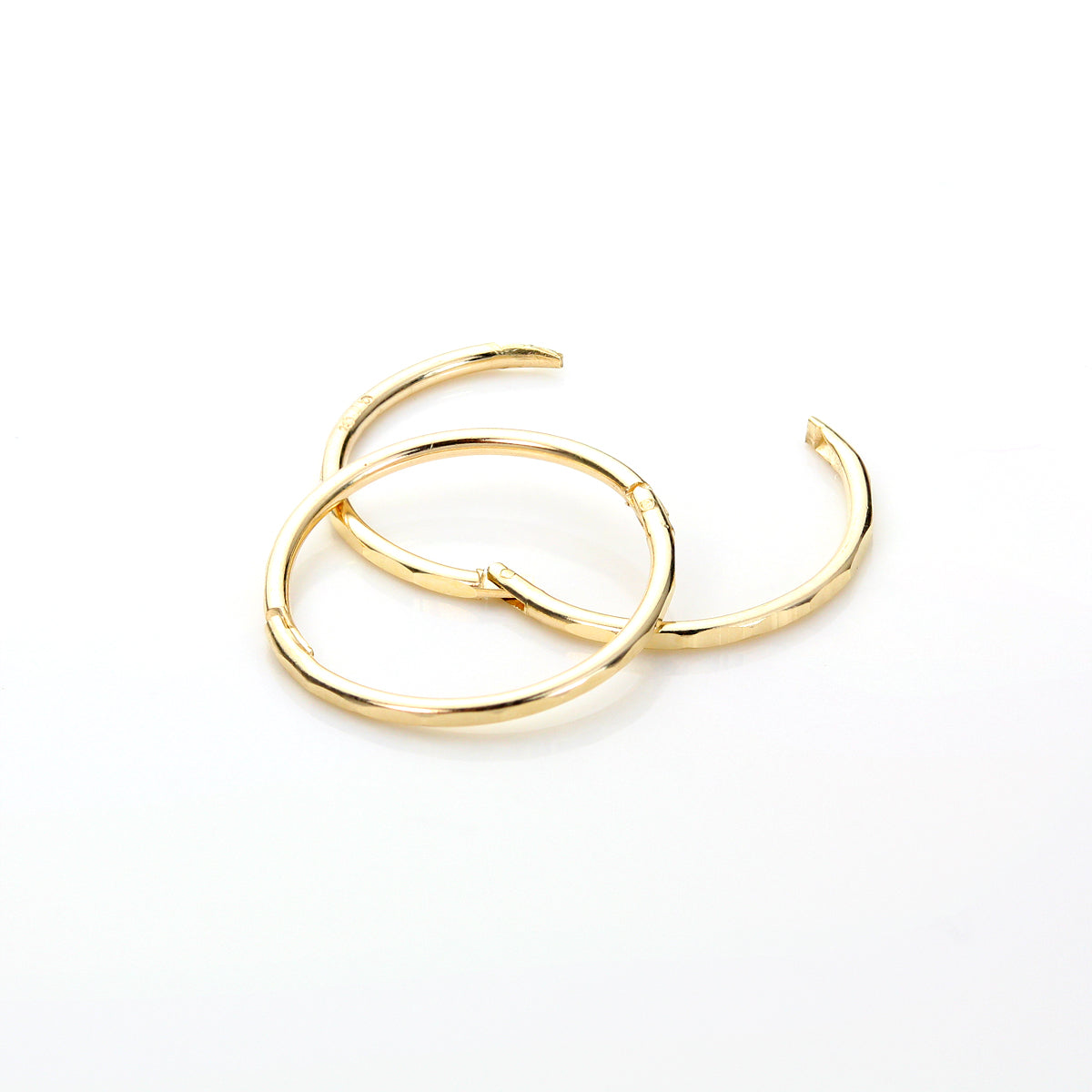 9ct Yellow Gold Faceted Hinged Hoop Earrings