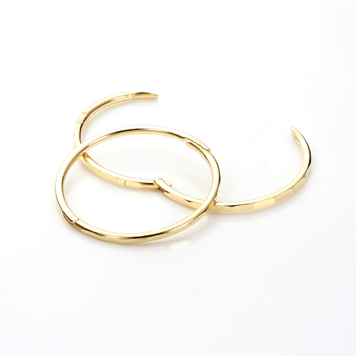 9ct Yellow Gold Faceted Hinged Hoop Earrings