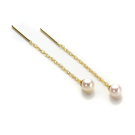 9ct Yellow Gold Pearl Pull Through Earrings