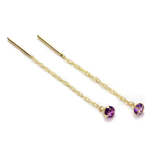 9ct Yellow Gold Amethyst 3.5mm Pull Through Earrings