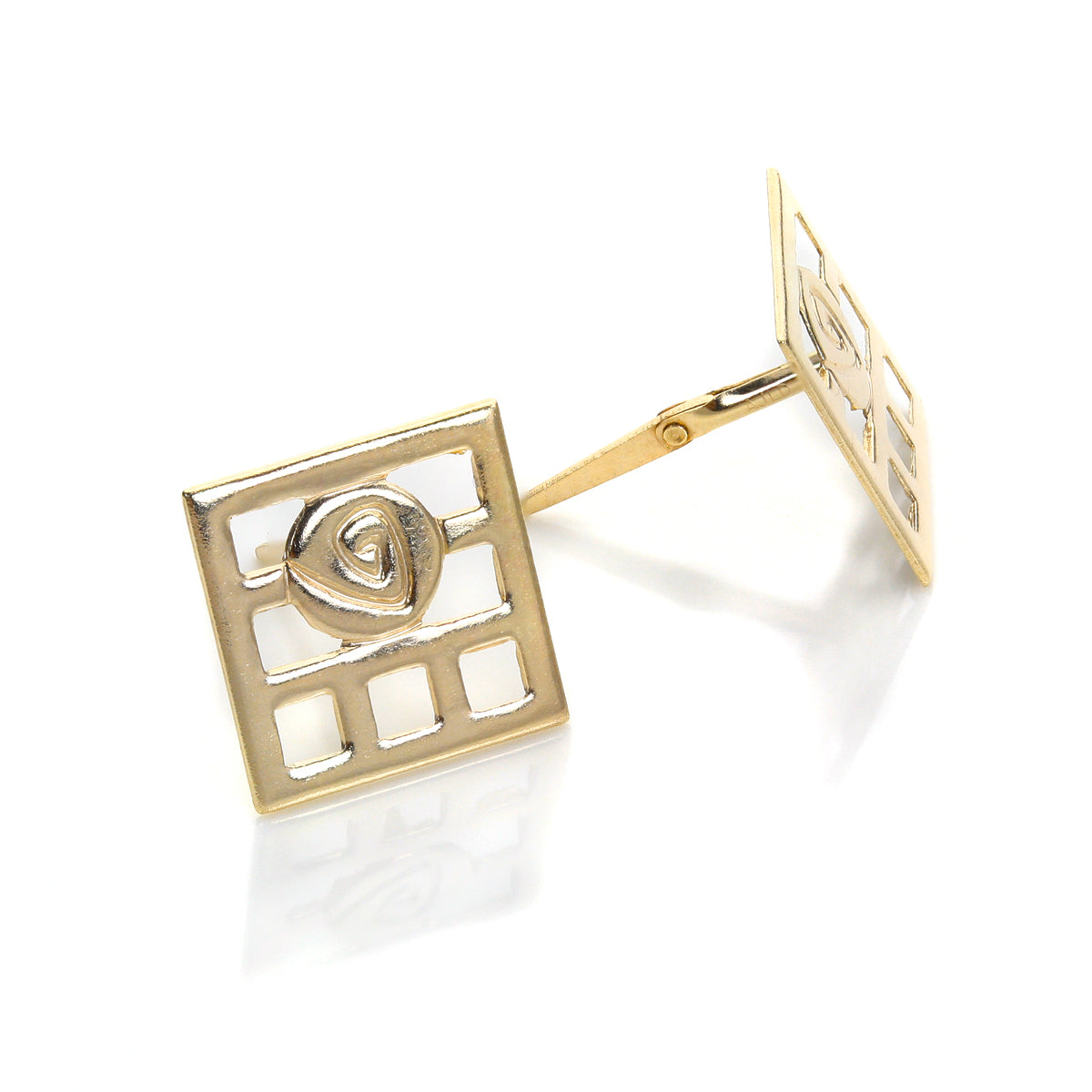 Andralok 9ct Yellow Gold Square Mackintosh Stud Earrings